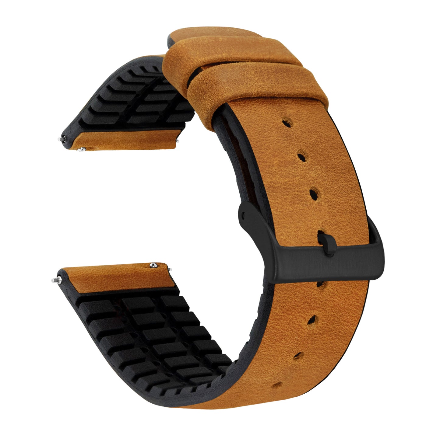 Cedar Brown Leather and Rubber Hybrid - Barton Watch Bands