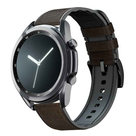 Samsung Galaxy Watch3 | Cordrua Fabric & Silicone Hybrid | Chocolate Brown - Barton Watch Bands