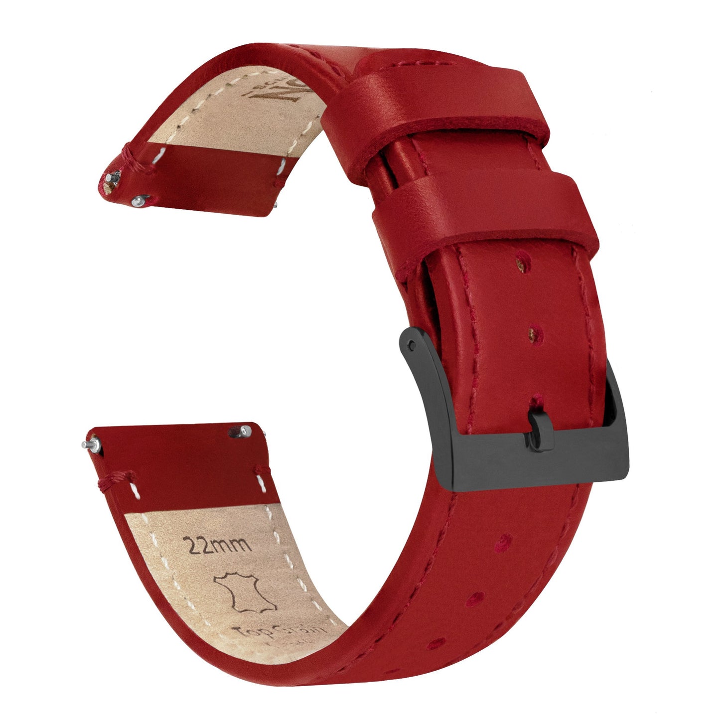 Crimson Red Leather | Red Stitching - Barton Watch Bands