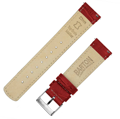 Samsung Galaxy Watch5 | Crimson Red Alligator Grain Leather - Barton Watch Bands