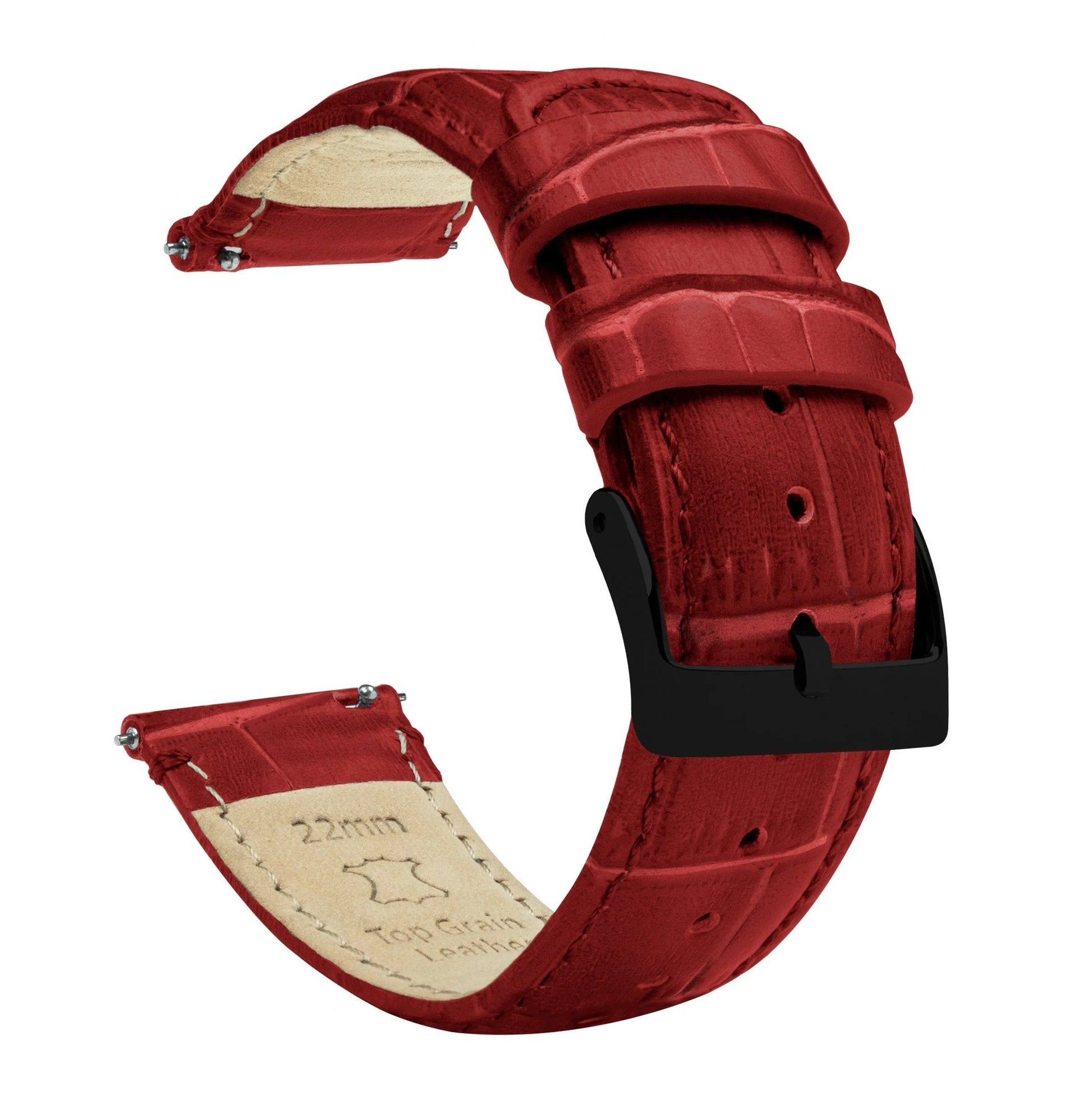 Samsung Galaxy Watch5 | Crimson Red Alligator Grain Leather - Barton Watch Bands