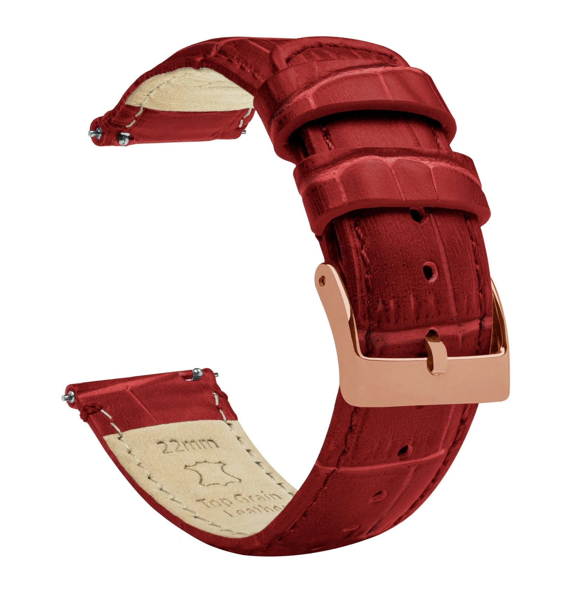 Samsung Galaxy Watch5 | Crimson Red Alligator Grain Leather - Barton Watch Bands