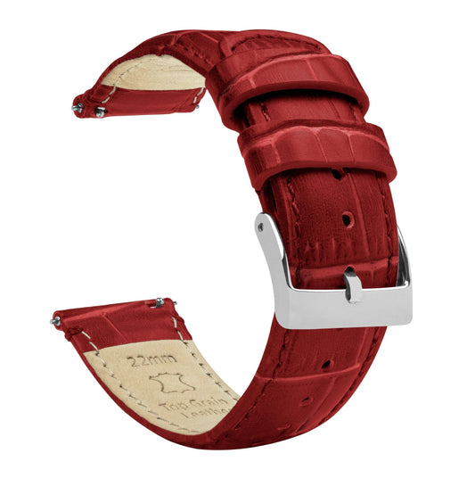 Timex Weekender Expedition Watches Crimson Red Alligator Grain Leather Watch Band