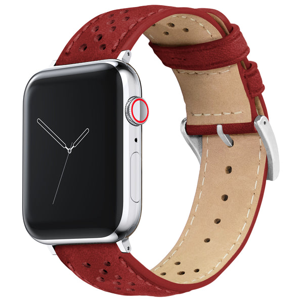 Apple Watch Crimson Red Racing Horween Leather Watch Band Barton Watch Bands