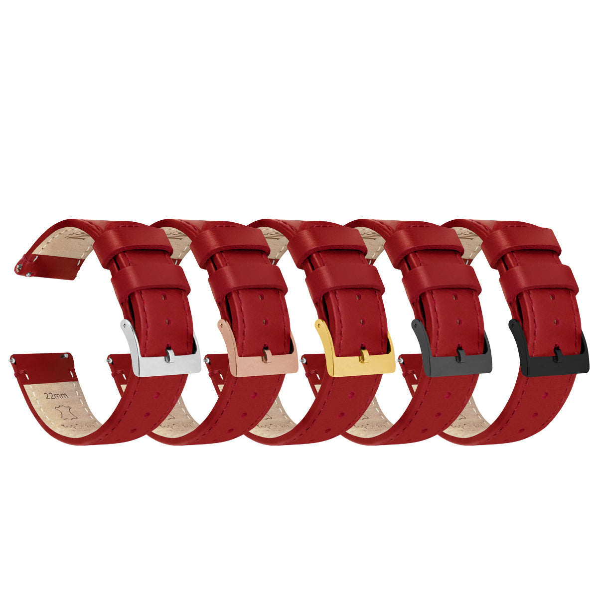 Crimson Red Leather | Red Stitching - Barton Watch Bands