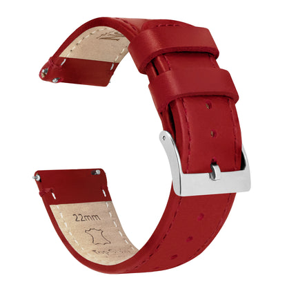 Crimson Red Leather | Red Stitching - Barton Watch Bands