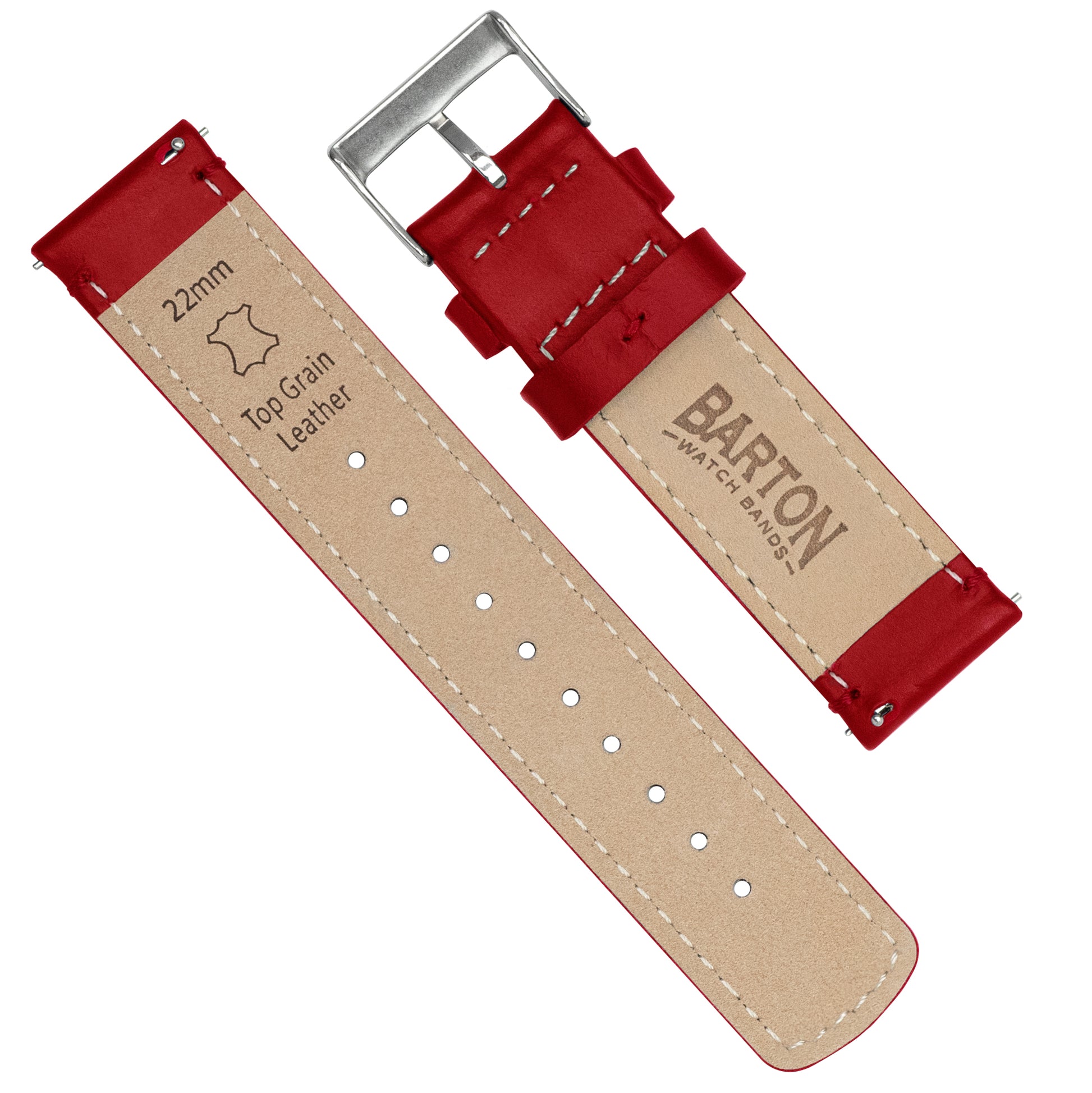 Zenwatch & Zenwatch 2 | Red Leather &  Stitching - Barton Watch Bands