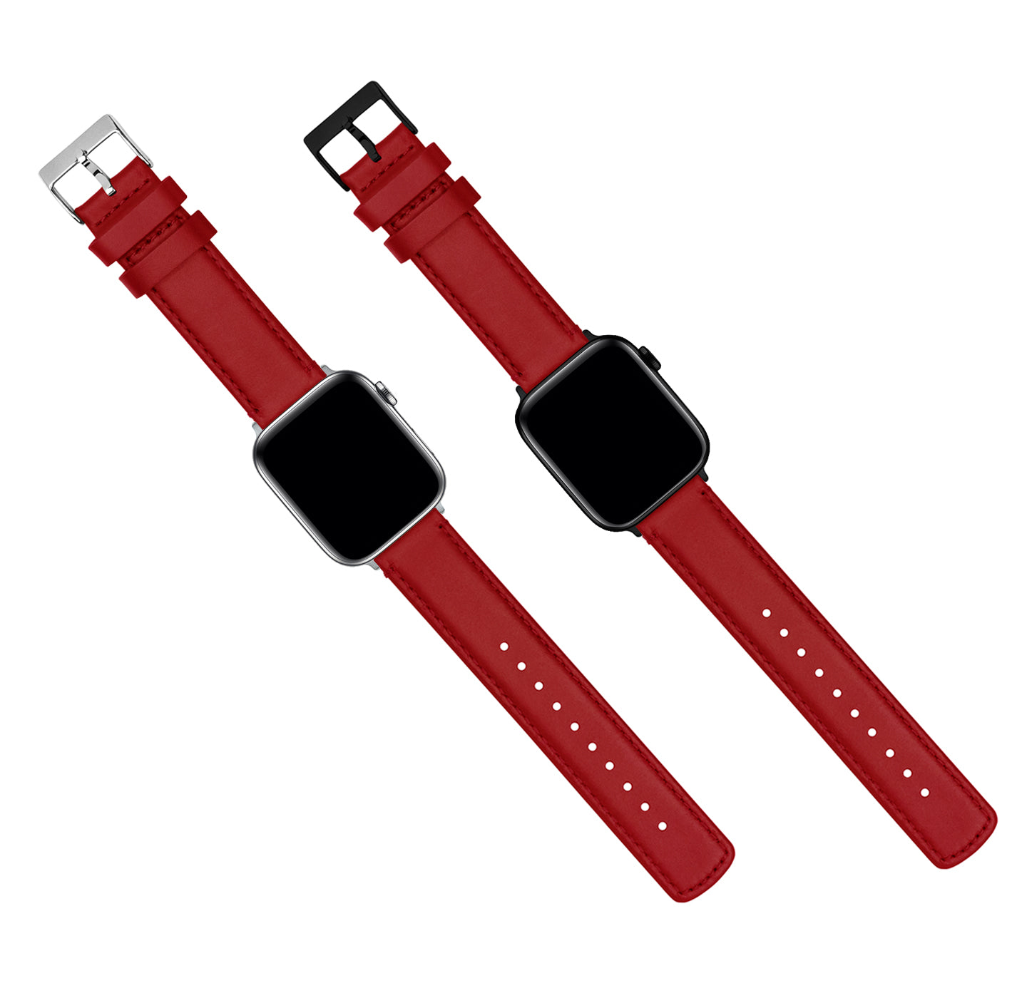 Apple Watch | Red Leather & Stitching - Barton Watch Bands