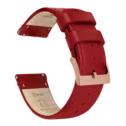 Crimson Red Leather | Red Stitching - Barton Watch Bands