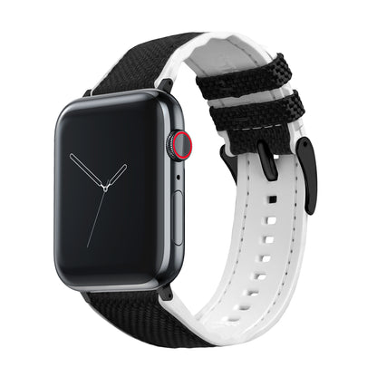 Apple Watch Black Cordura Fabric And White Silicone Hybrid Watch Band