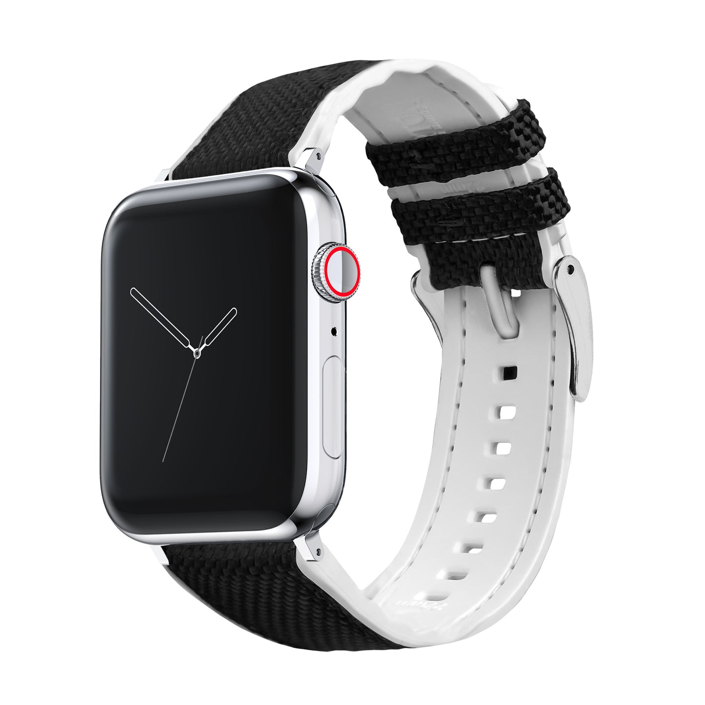 Apple Watch Black Cordura Fabric And White Silicone Hybrid Watch Band