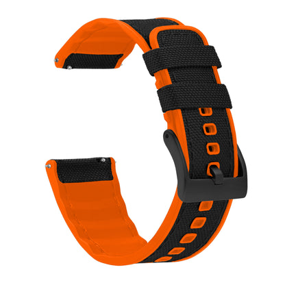 Black Cordura Fabric And Pumpkin Orange Silicone Hybrid Watch Band