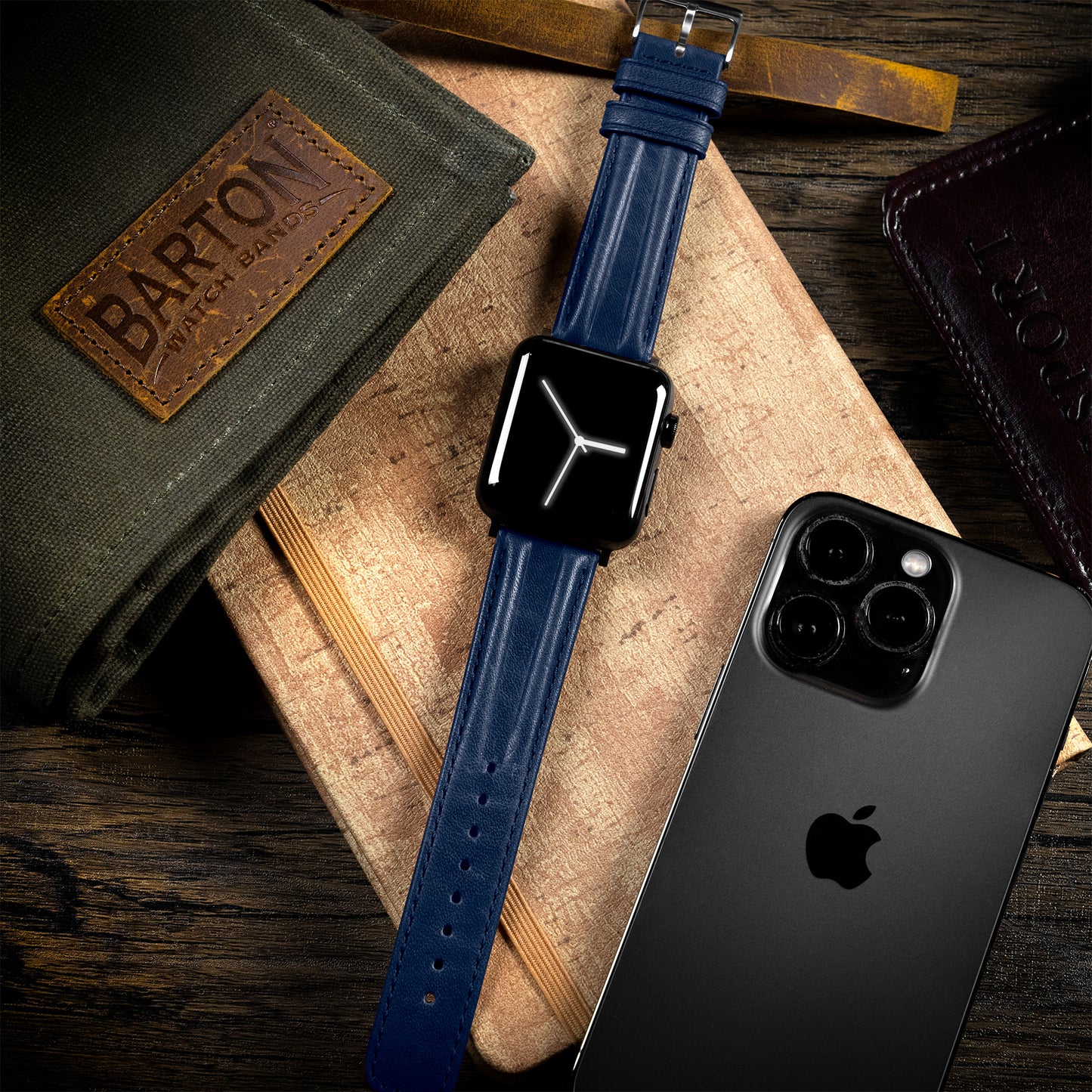 Apple Watch Navy Blue Classic Horween Leather Watch Band