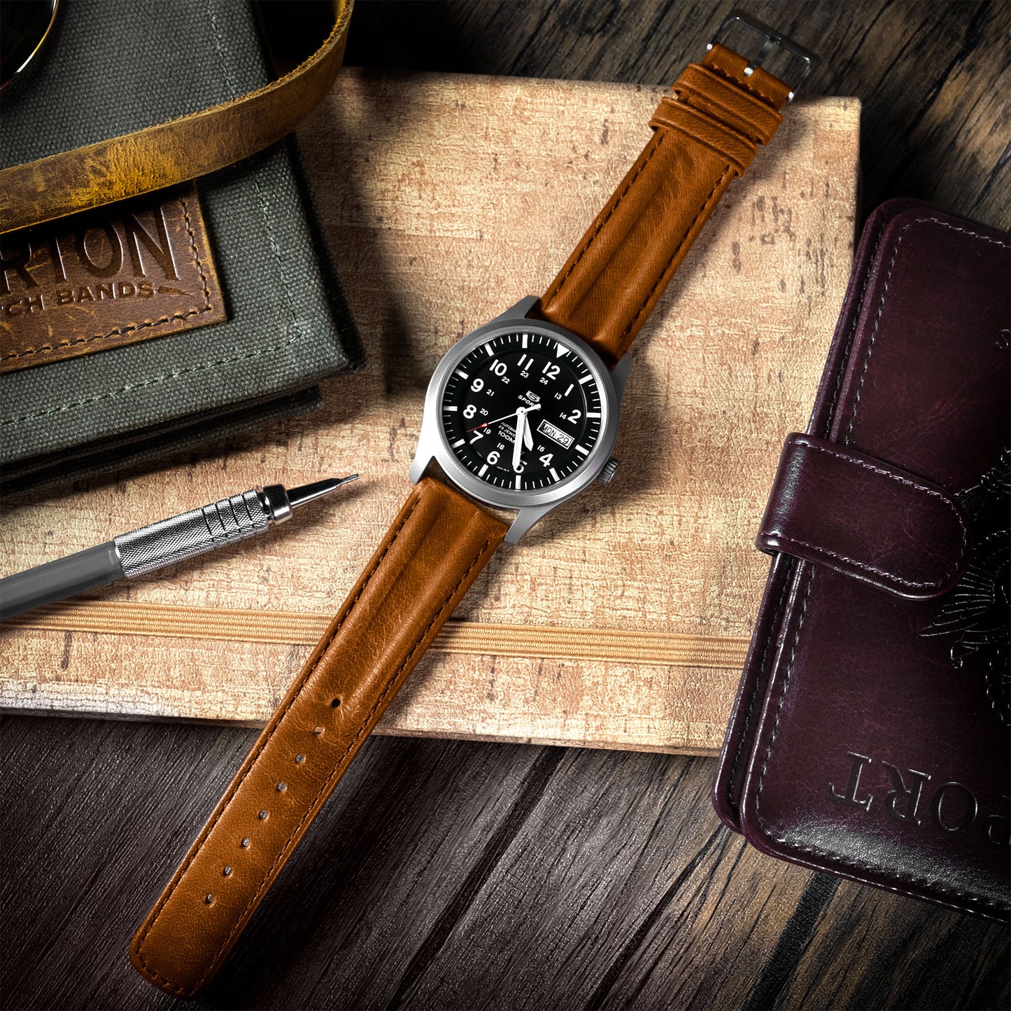 Caramel Brown Classic Horween Leather Watch Band