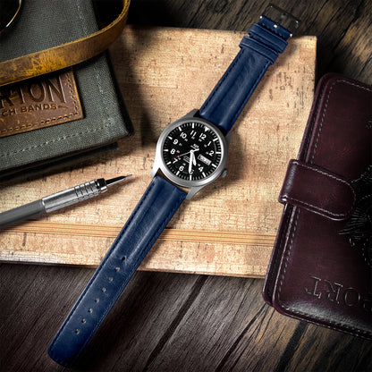 Navy Blue Classic Horween Leather Watch Band