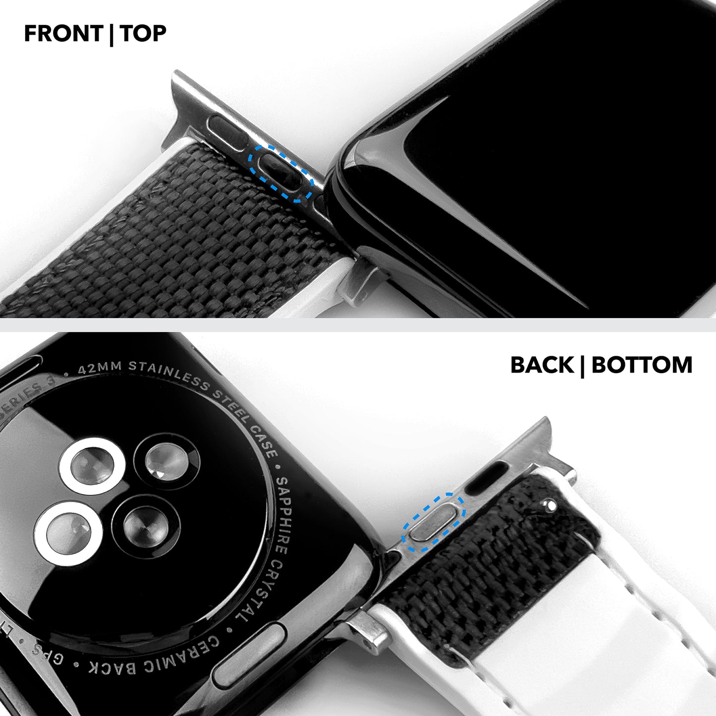 Apple Watch Black Cordura Fabric And Pumpkin Orange Silicone Hybrid Watch Band