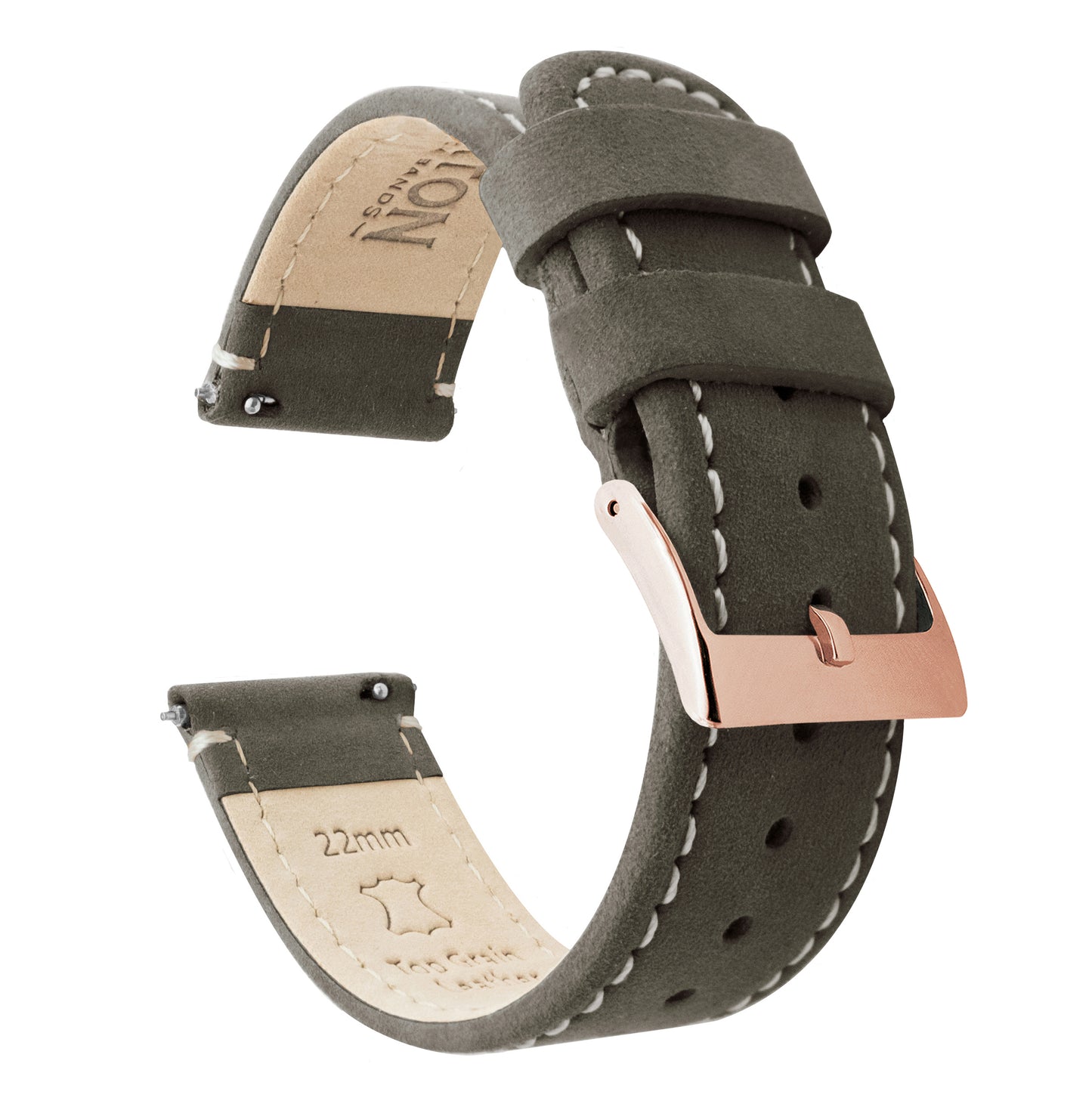 Fossil Sport | Espresso Brown Leather & Linen White Stitching - Barton Watch Bands