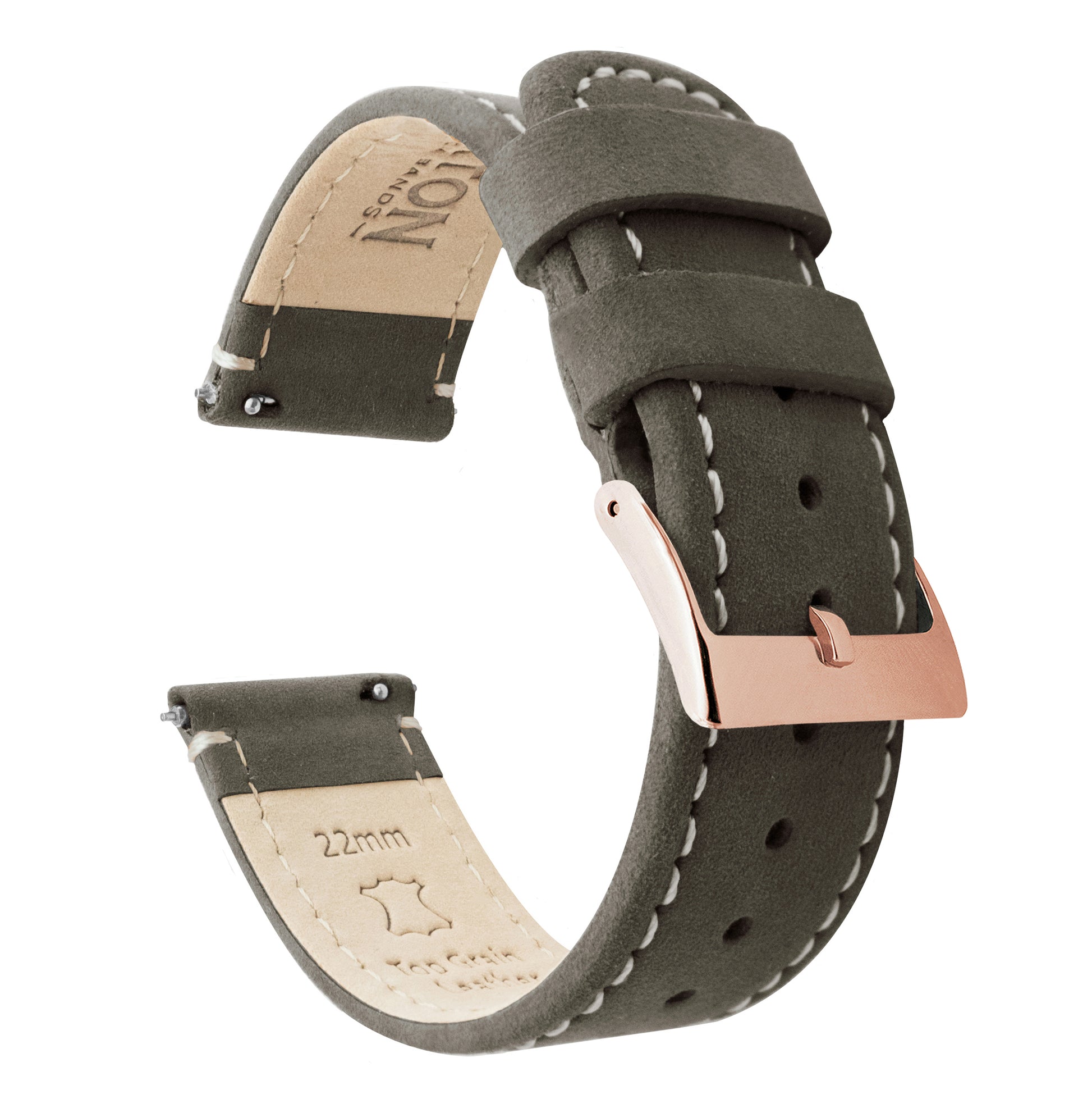 Fossil Sport | Espresso Brown Leather & Linen White Stitching - Barton Watch Bands