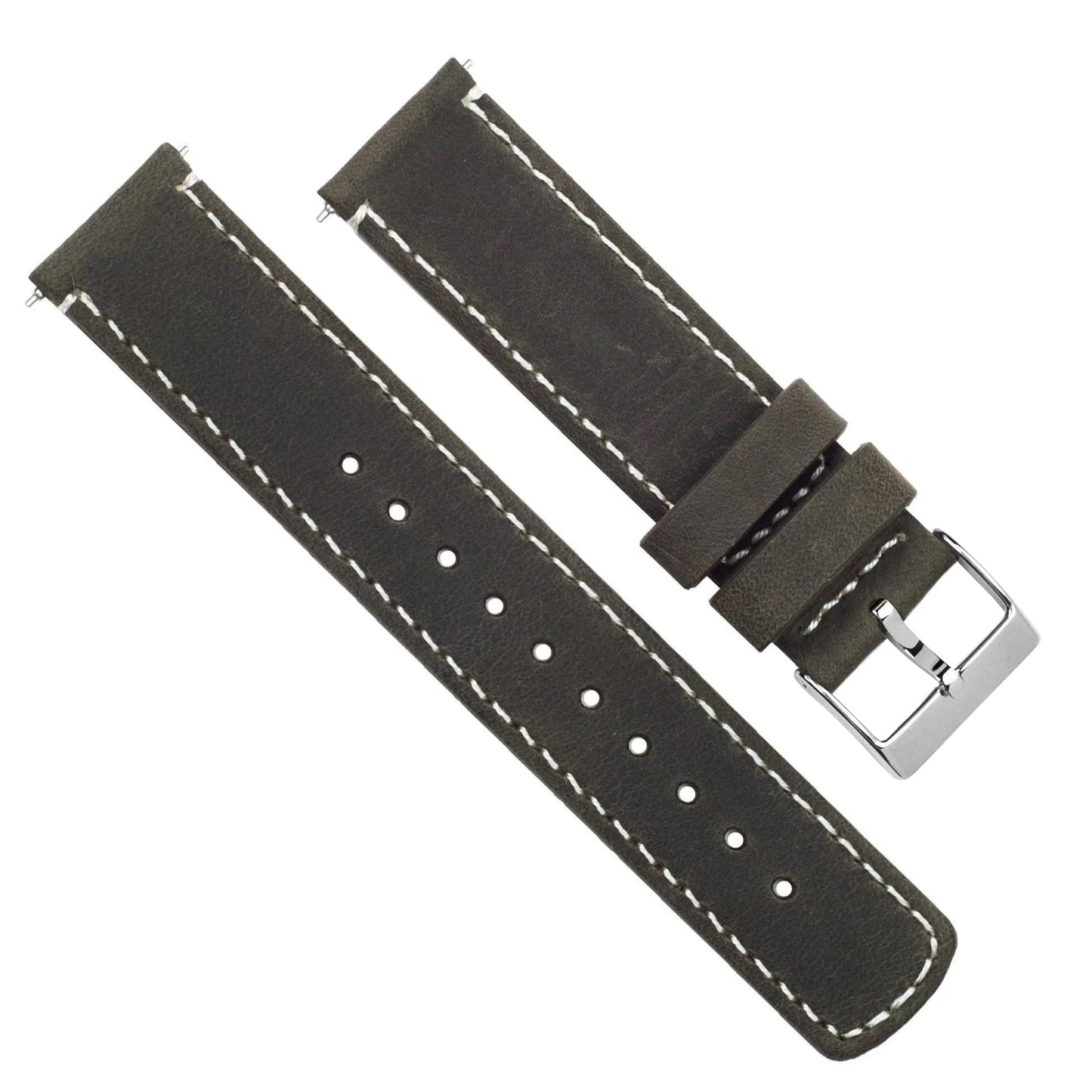 Fossil Sport | Espresso Brown Leather & Linen White Stitching - Barton Watch Bands