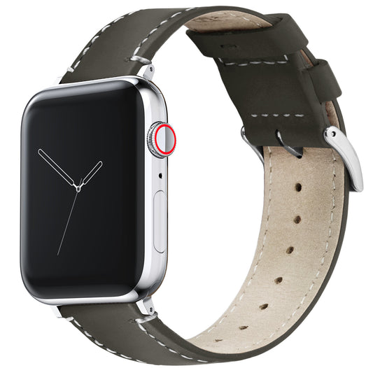 Apple Watch | Espresso Leather & Linen White Stitching - Barton Watch Bands