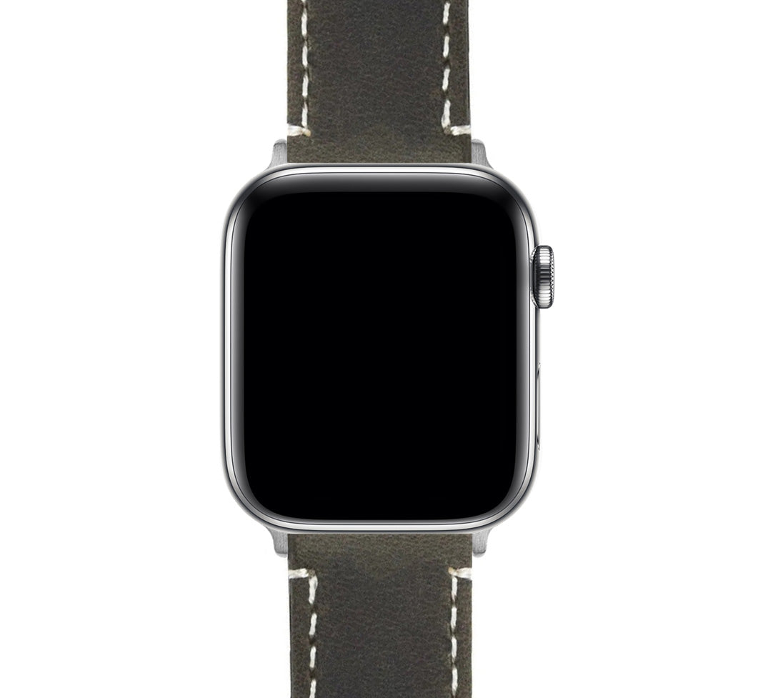 Apple Watch | Espresso Leather & Linen White Stitching - Barton Watch Bands