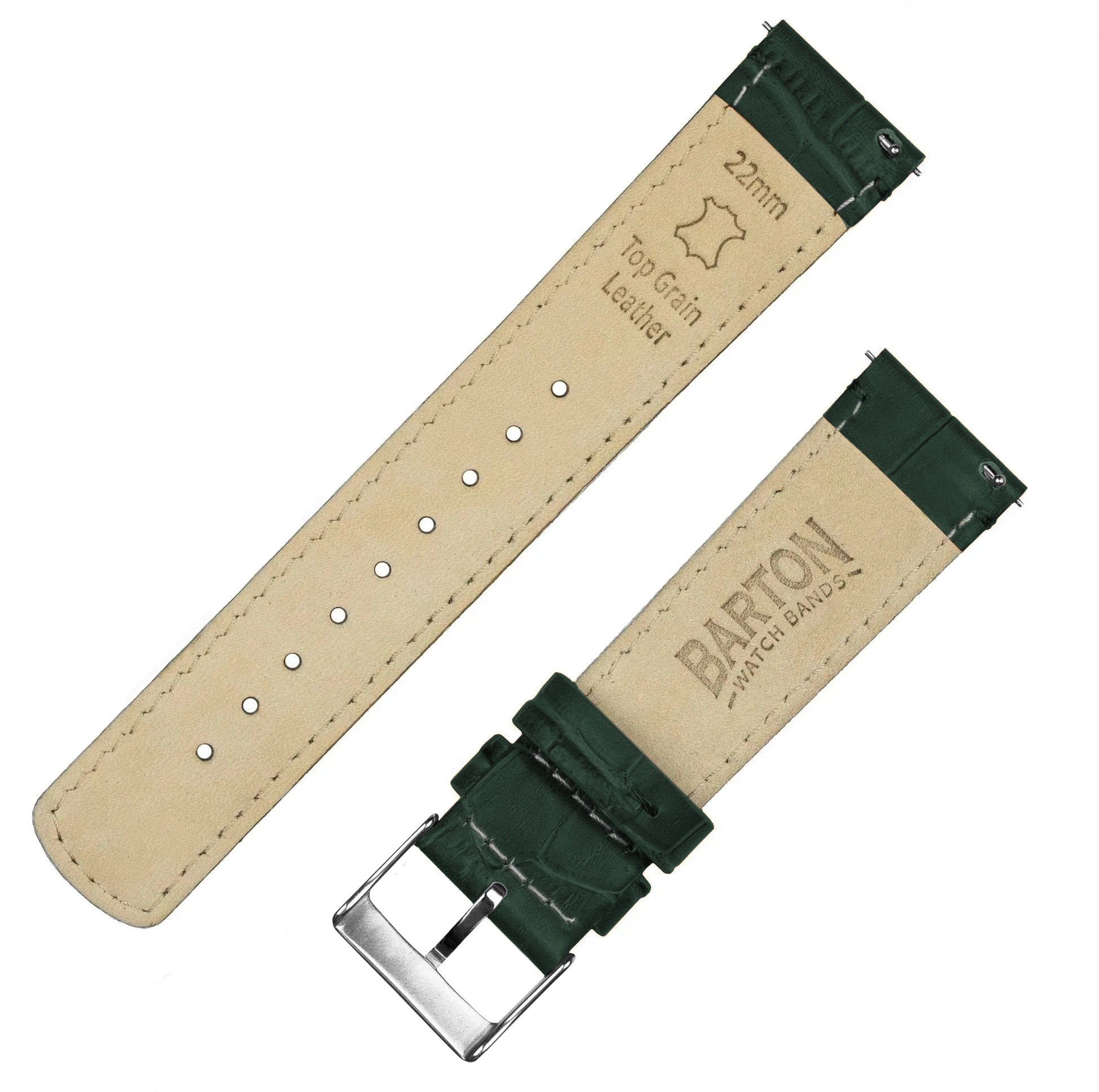 Green leather watch strap 22mm cheap