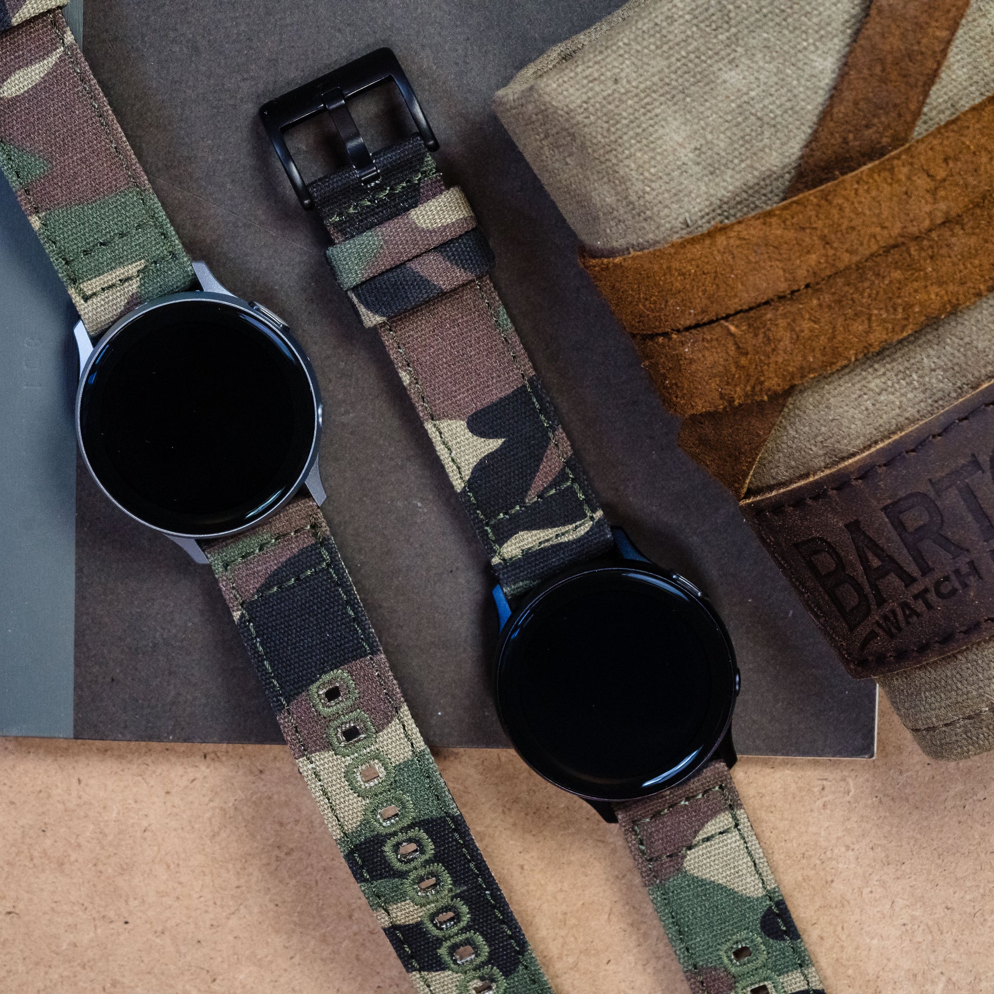 Samsung Galaxy Watch | Navy Camouflage Canvas by Barton Watch Bands 42mm Galaxy Watch / Black PVD