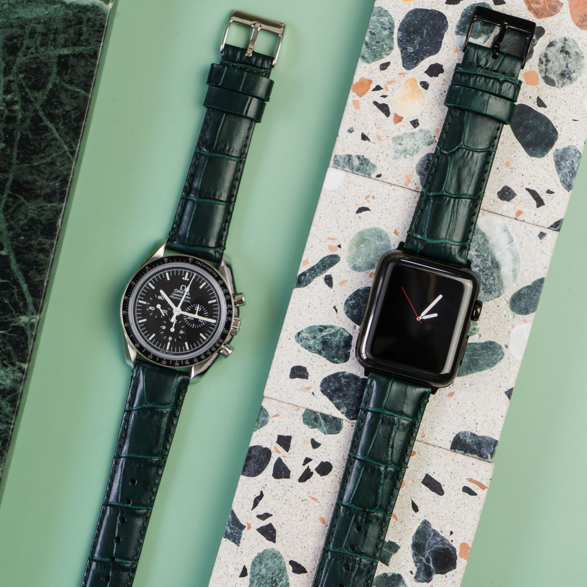 Forest Green | Alligator Grain Leather - Barton Watch Bands