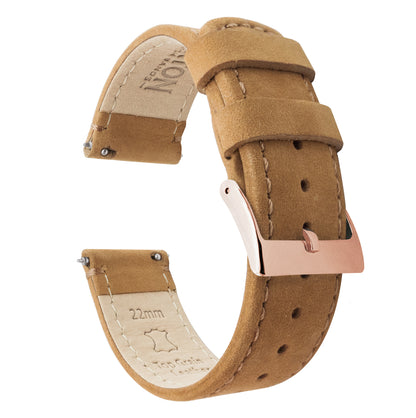 Samsung Galaxy Watch4 | Gingerbread Brown Leather & Stitching - Barton Watch Bands