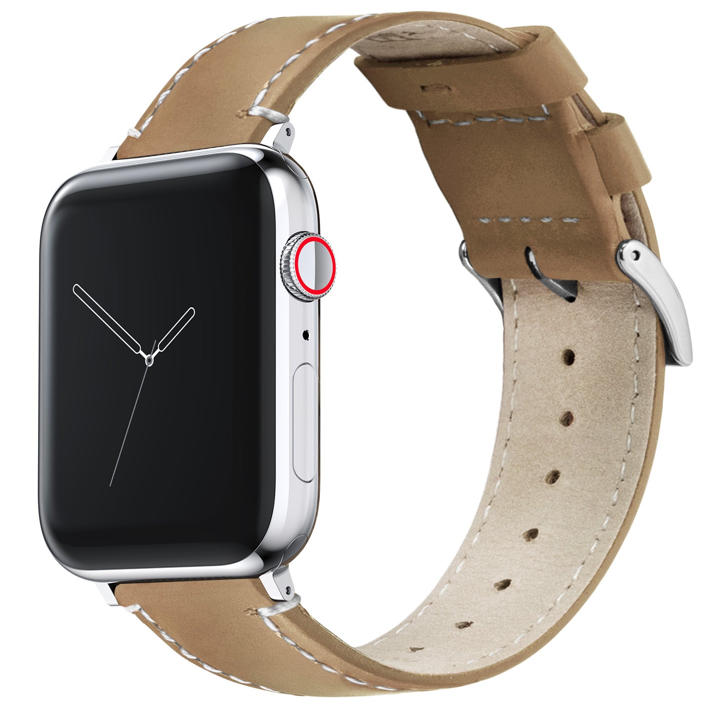 Apple Watch | Gingerbread Leather & Linen White Stitching - Barton Watch Bands