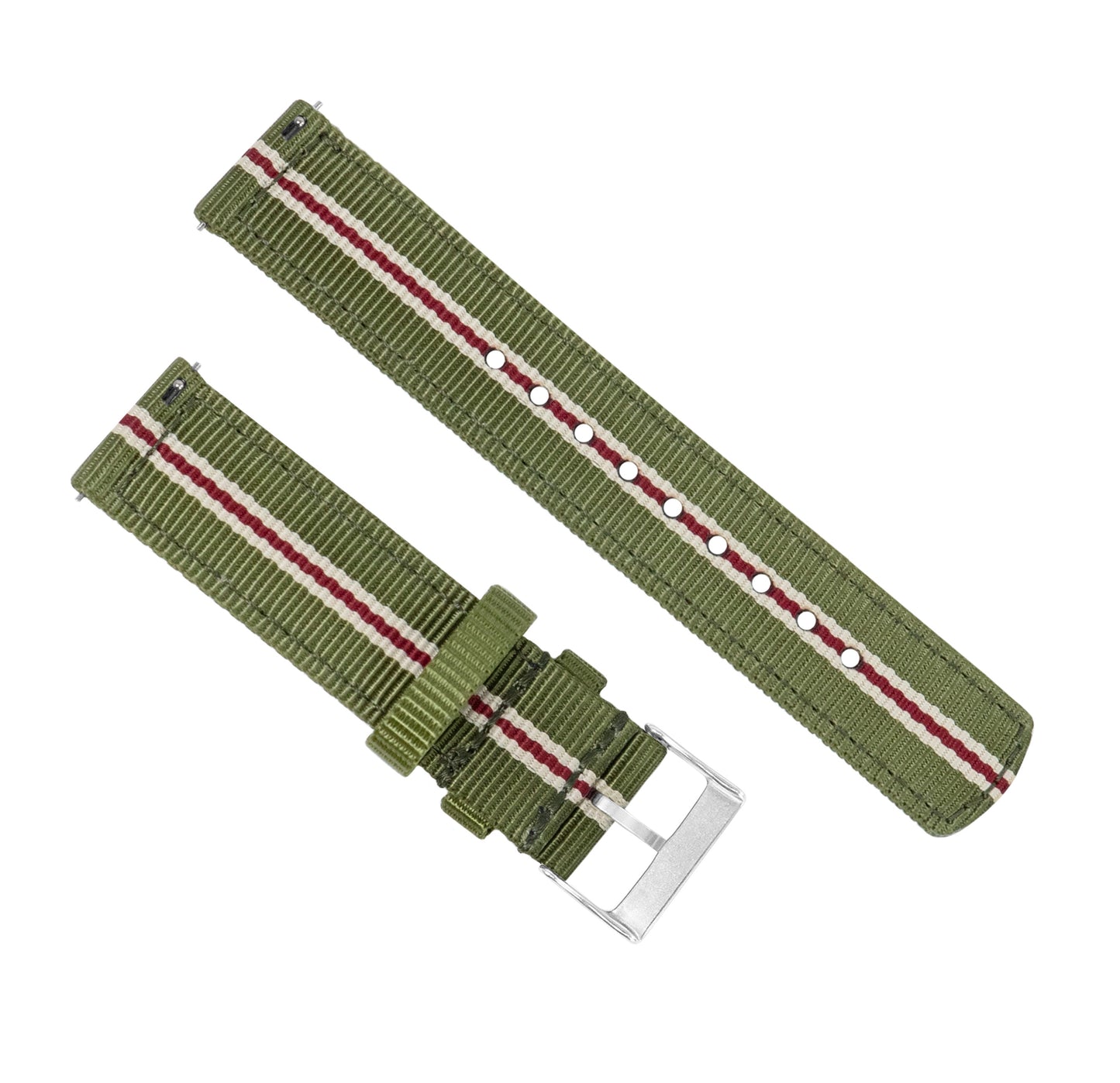 Fossil Gen 5 | Two-Piece NATO Style | Army Green & Crimson - Barton Watch Bands