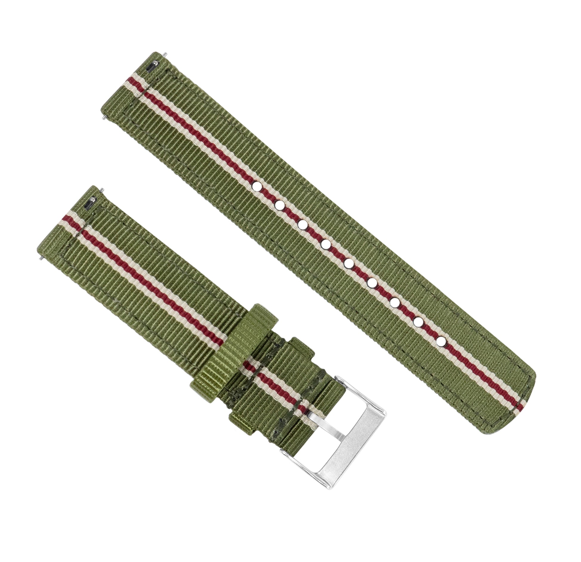 Samsung Galaxy Watch Active 2 | Two-Piece NATO® style | Army Green & Crimson - Barton Watch Bands