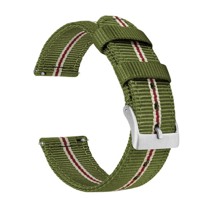 Withings Nokia Activité and Steel HR | Two-Piece NATO Style | Army Green & Crimson - Barton Watch Bands