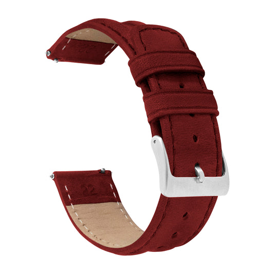 Crimson Red Classic Horween Leather Watch Band