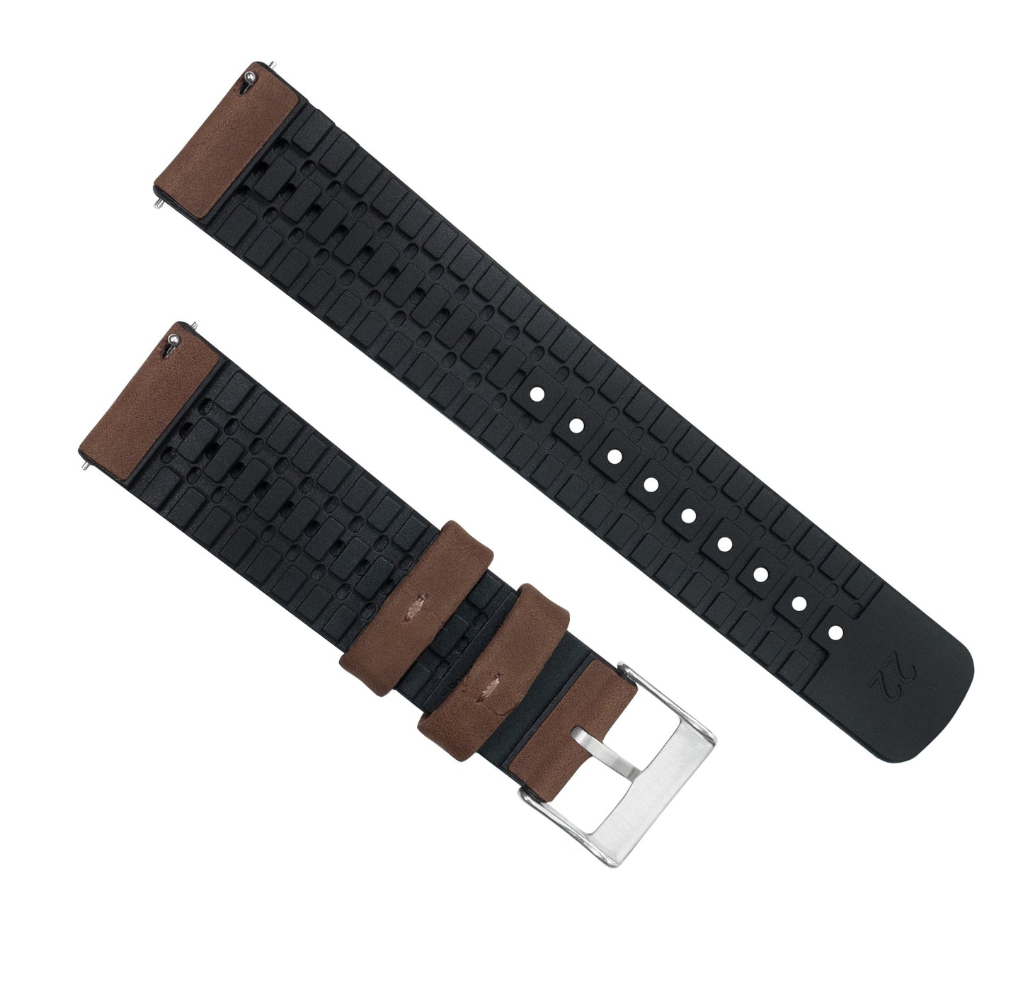 Samsung Galaxy Watch5 | Leather and Rubber Hybrid | Walnut Brown - Barton Watch Bands