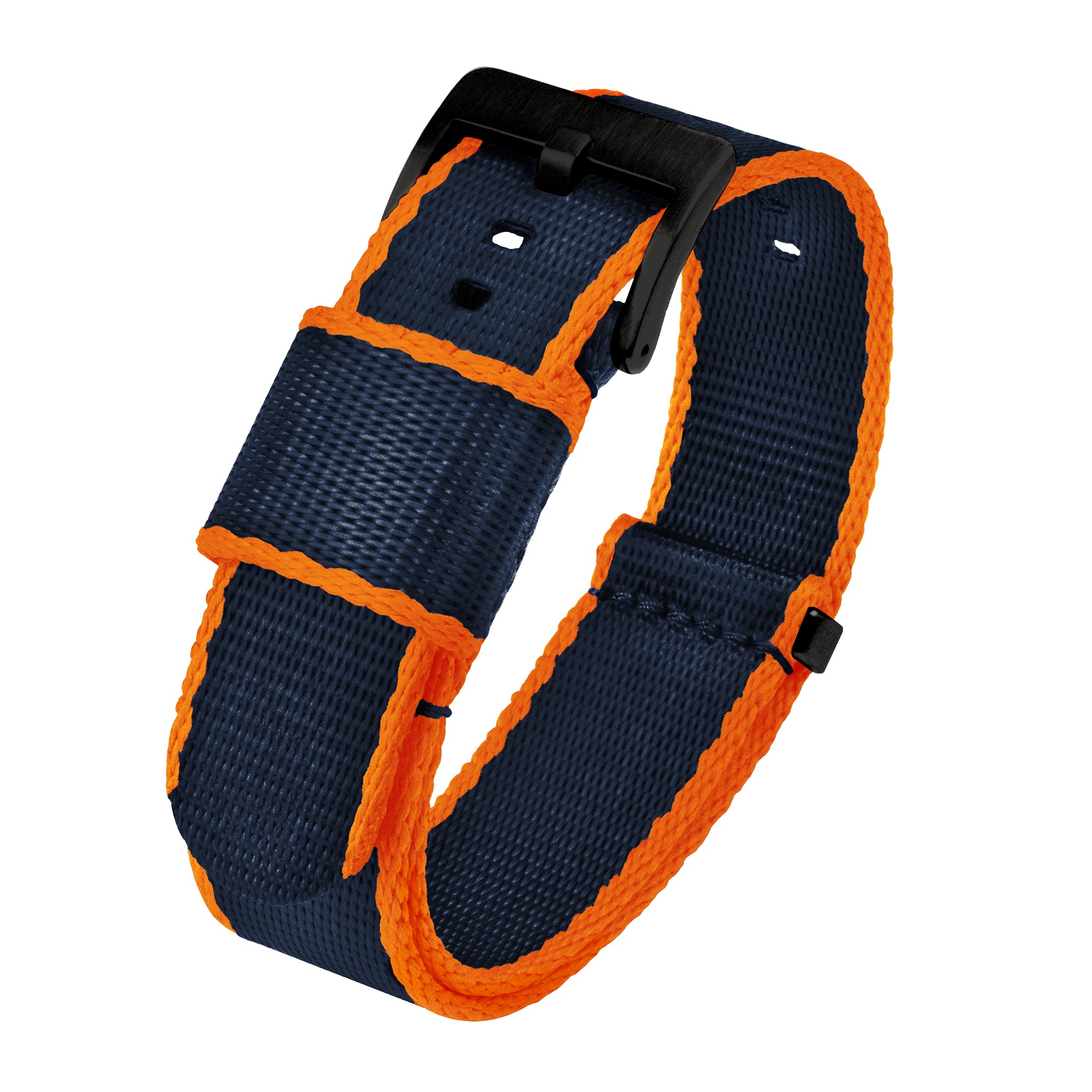 Dark Blue With Orange Edges Elite Nylon NATO® style Watch Band (18mm, 20mm, 24mm SALE)