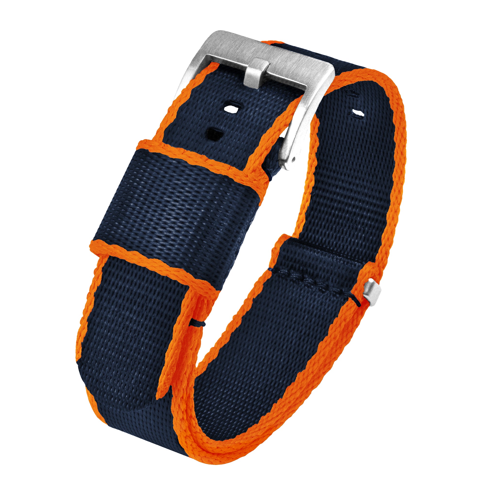 Dark Blue With Orange Edges Elite Nylon NATO® style Watch Band (18mm, 20mm, 24mm SALE)