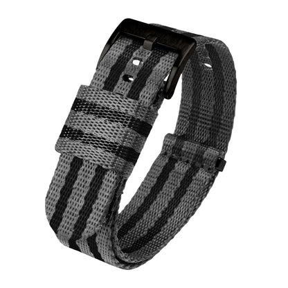 Grey With Black Stripes Elite Nylon NATO® style Watch Band
