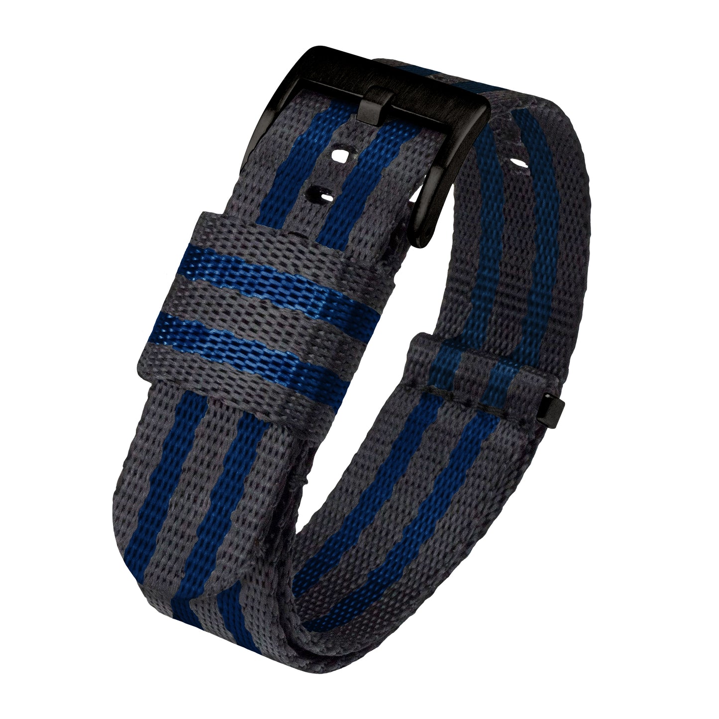 Grey With Blue Stripes Elite Nylon NATO® style Watch Band - (18mm, 22mm, 24mm SALE)