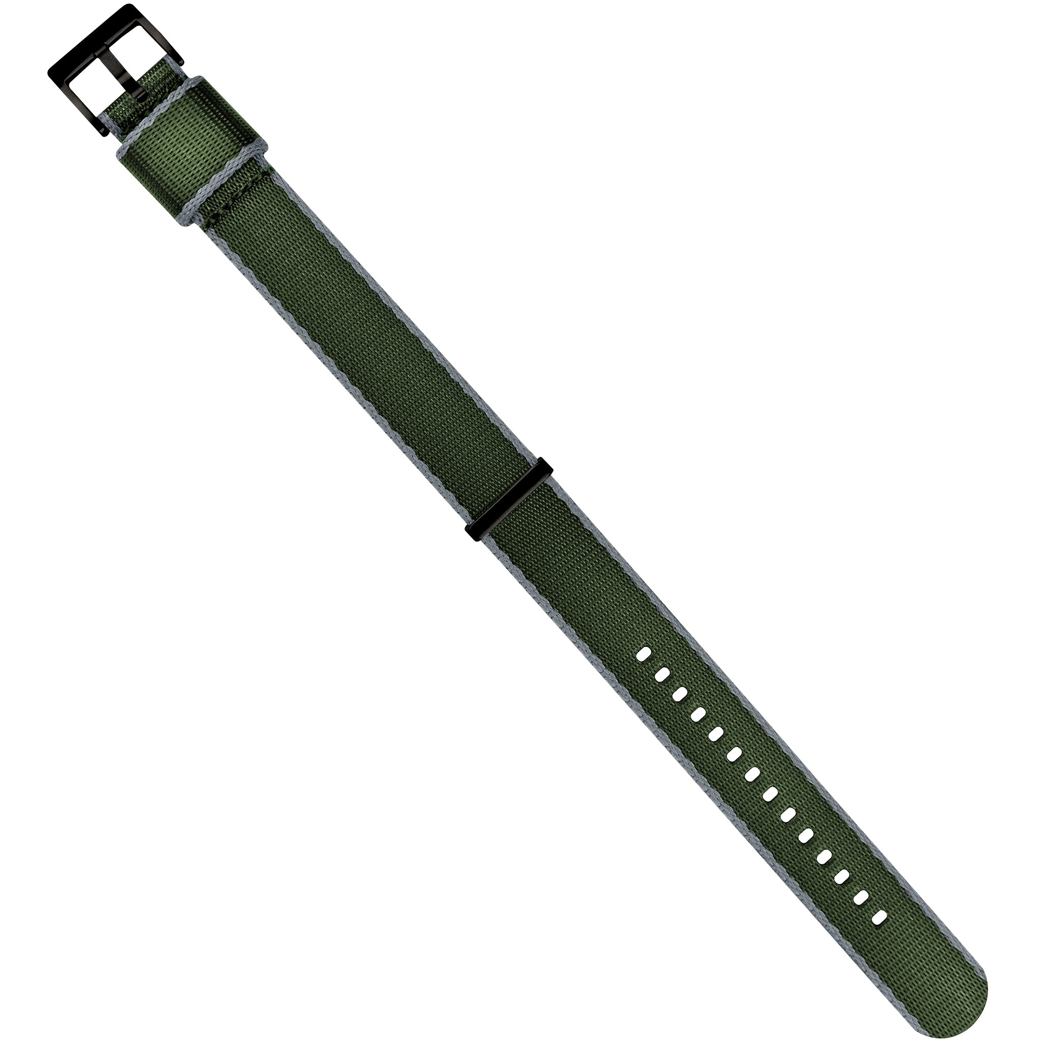Green With Grey Edges Elite Nylon NATO® style Watch Band (18mm, 20mm, 22mm, 24mm SALE)