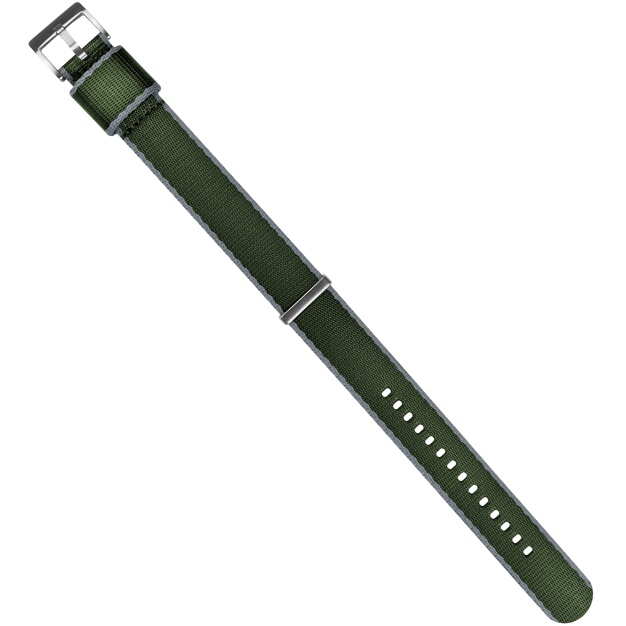 Green With Grey Edges Elite Nylon NATO® style Watch Band (18mm, 20mm, 22mm, 24mm SALE)