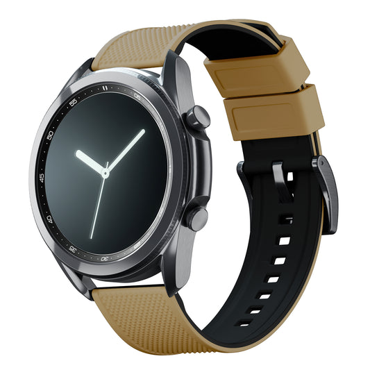 Samsung Galaxy Watch3 | Elite Silicone | Khaki Tan Top / Black Bottom - Barton Watch Bands