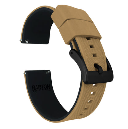 Samsung Galaxy Watch5 | Elite Silicone | Khaki Tan Top / Black Bottom - Barton Watch Bands