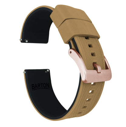 Samsung Galaxy Watch5 | Elite Silicone | Khaki Tan Top / Black Bottom - Barton Watch Bands