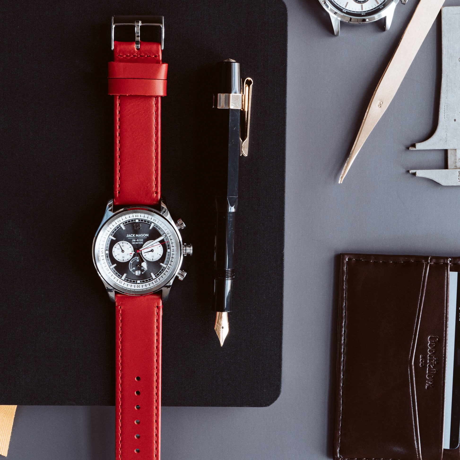 Crimson Red Leather | Red Stitching - Barton Watch Bands