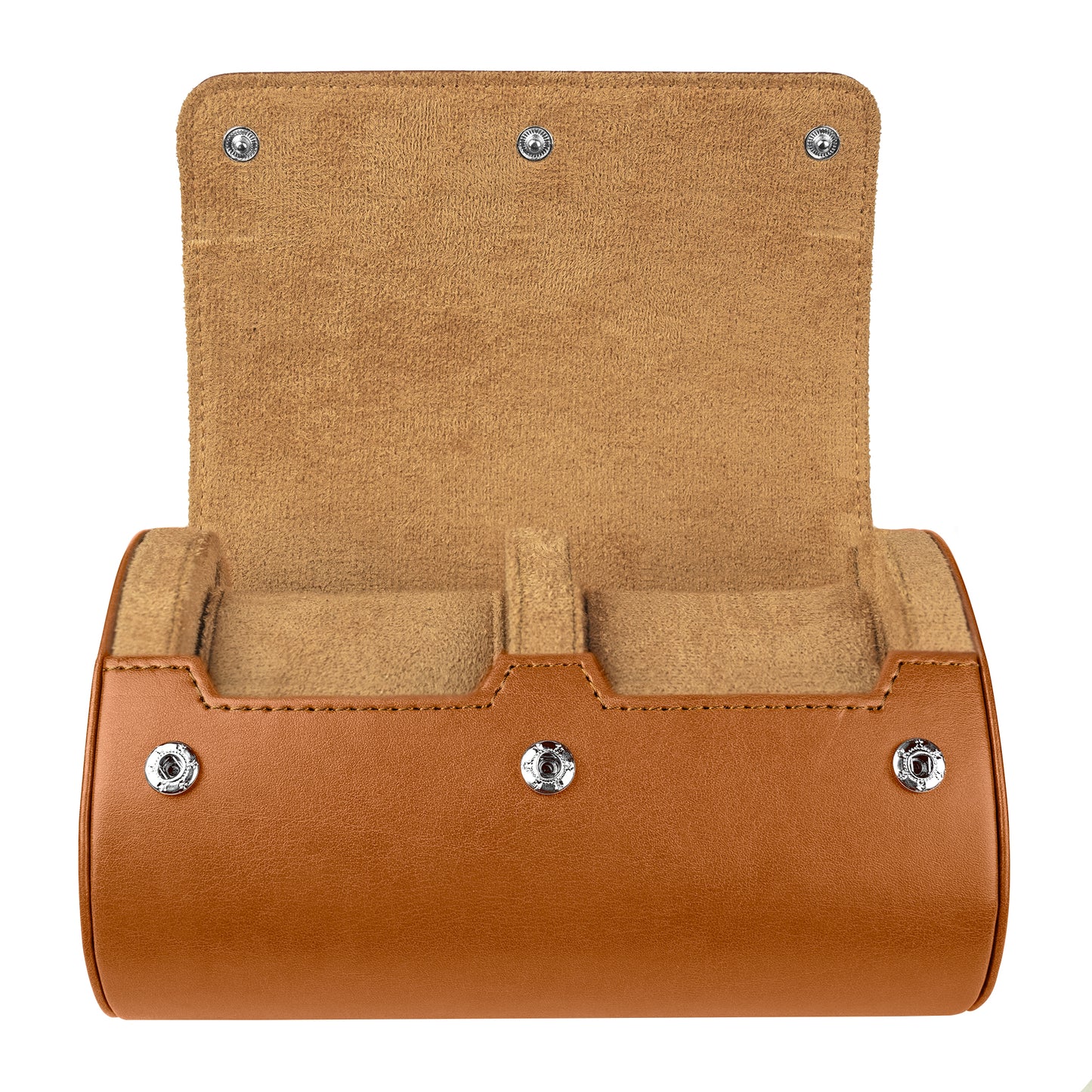 Double Recycled Leather Watch Roll Travel Case