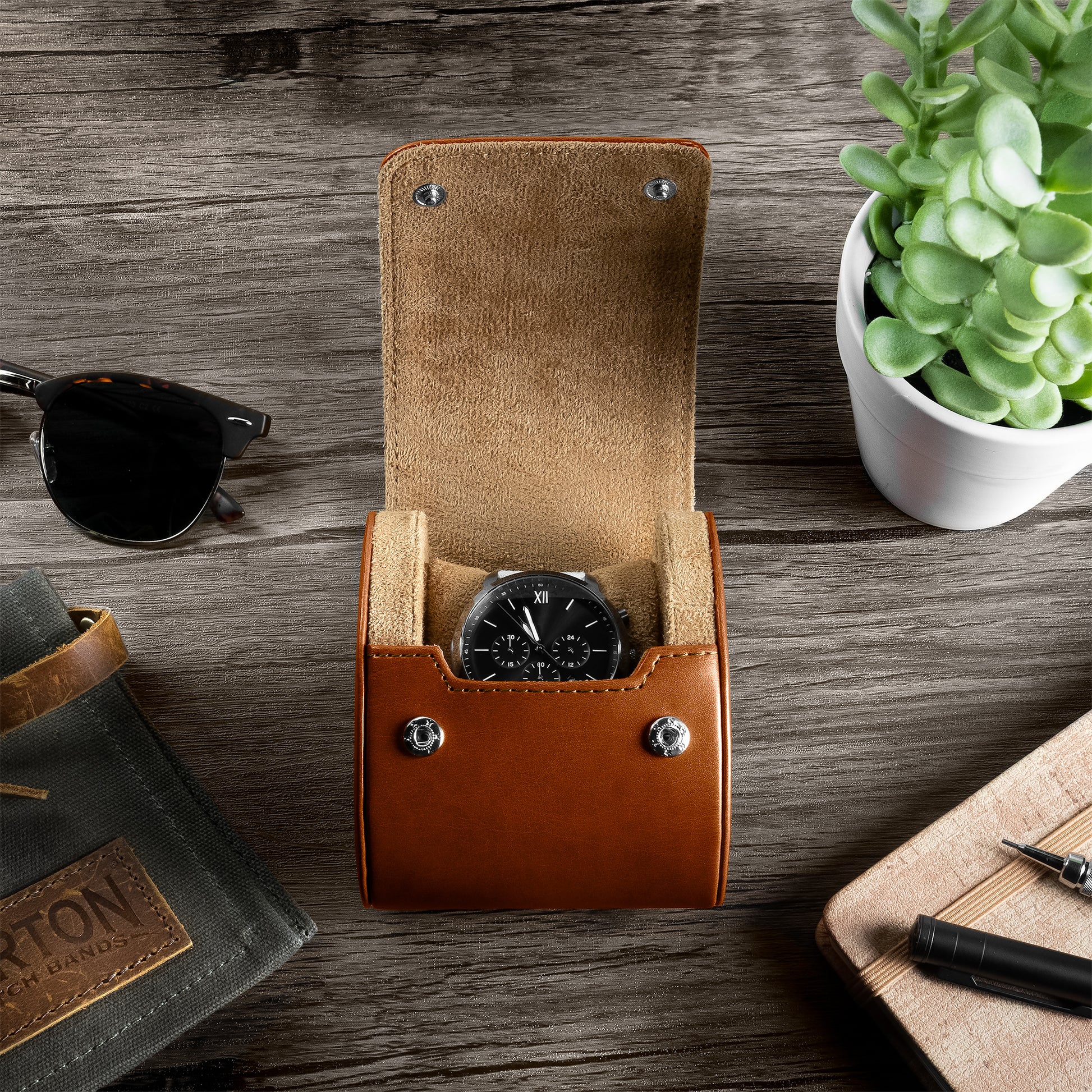 Travel Leather Watch Holder