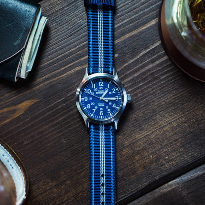 Navy & Aqua Blue | Two-Piece NATO Style - Barton Watch Bands
