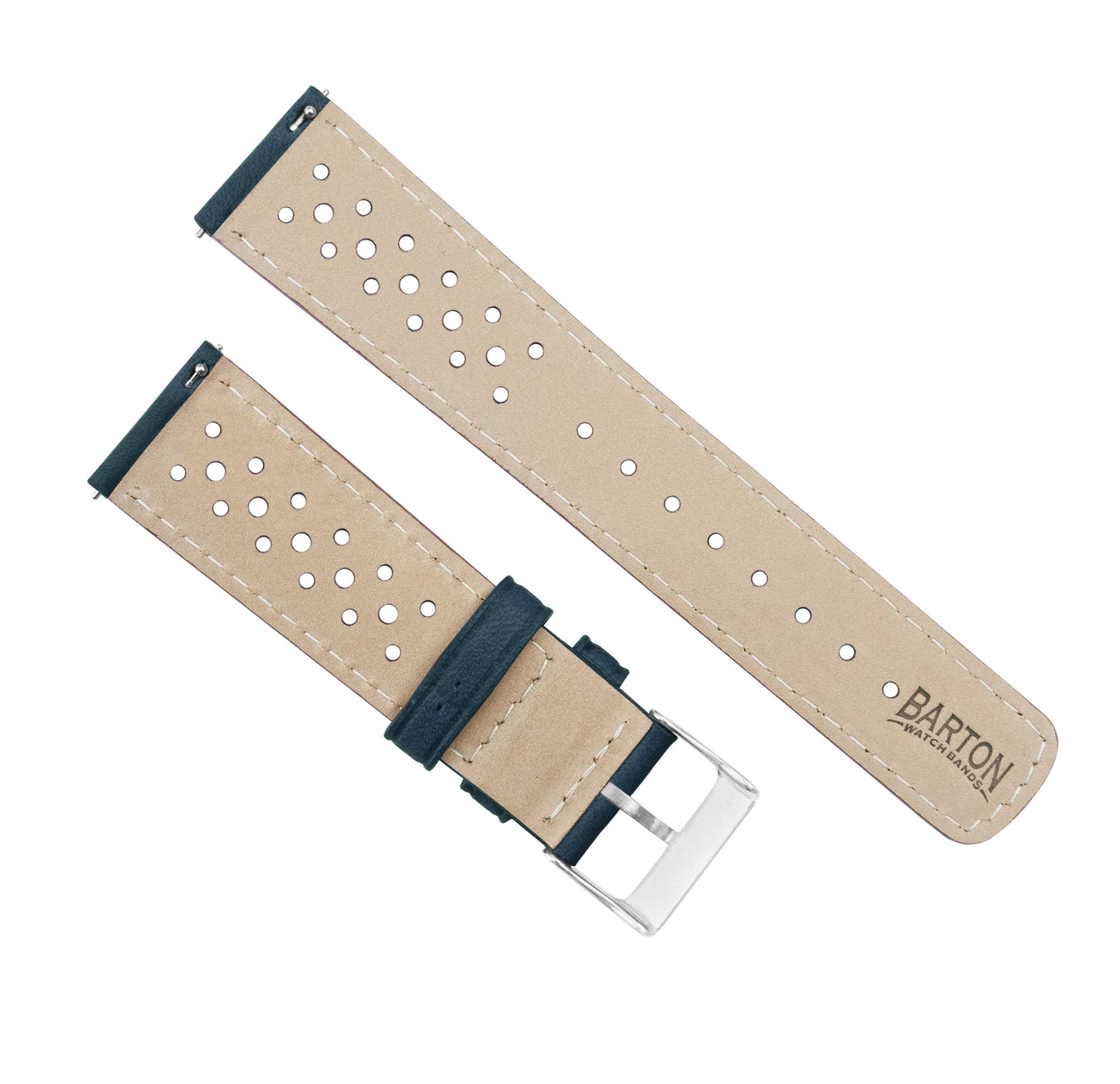Mobvoi Ticwatch Racing Horween Leather Navy Blue Linen Stitch Watch Band