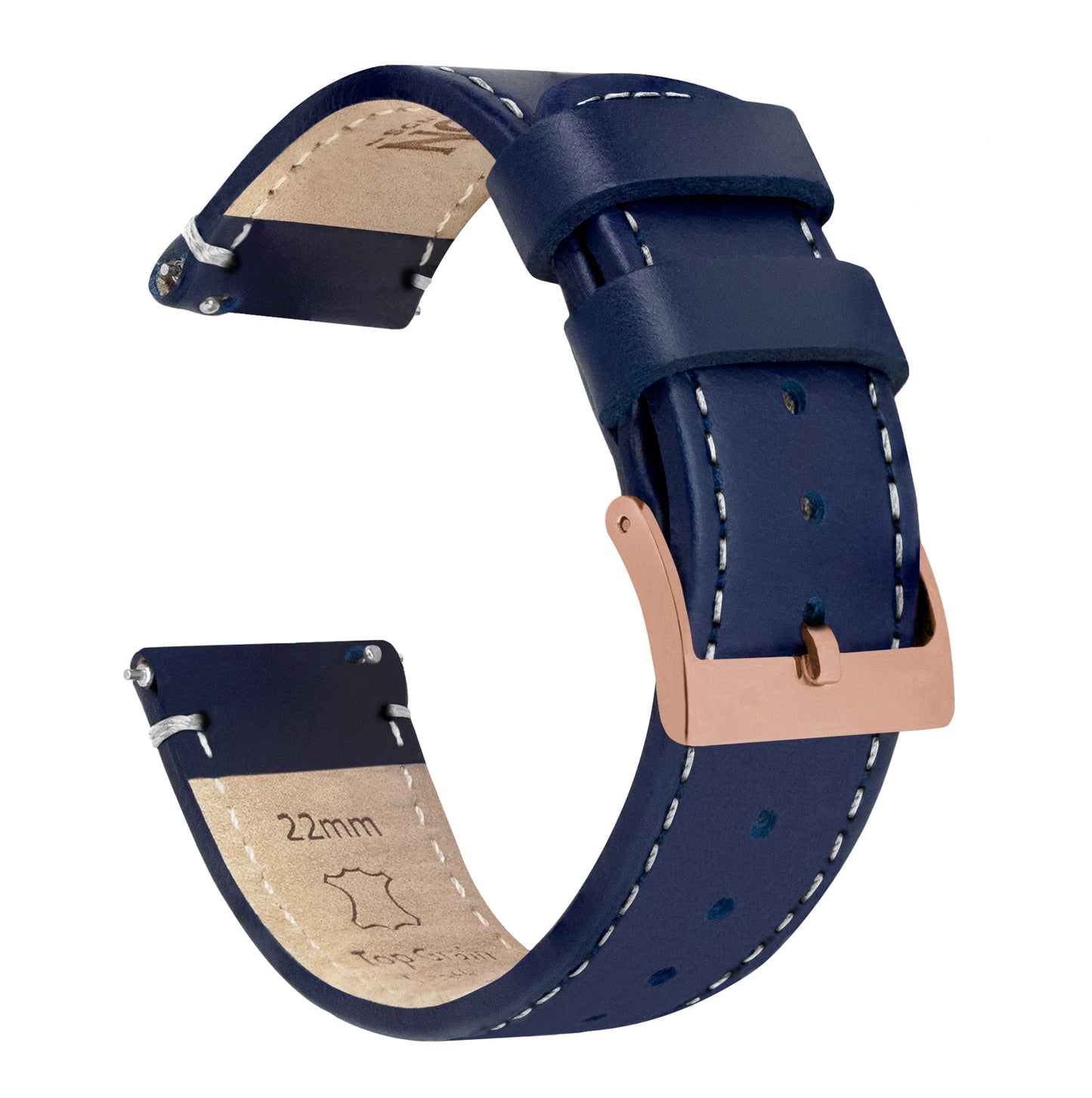 Samsung Galaxy Watch3 | Navy Blue Leather & White Stitching - Barton Watch Bands